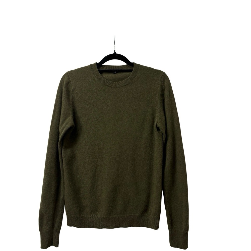 Uniqlo Dark Moss Green Women's 100% Cashmere Pull Over Crewneck Sweater Sz Small